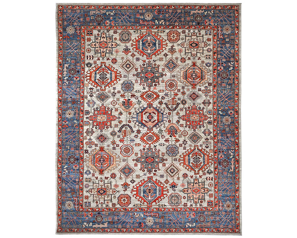 9x12 Gray Blue Aryana Afghan Hand Knotted Veg Dye Wool Area Rug